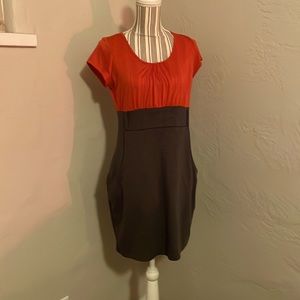 Red and grey MIDI Dress